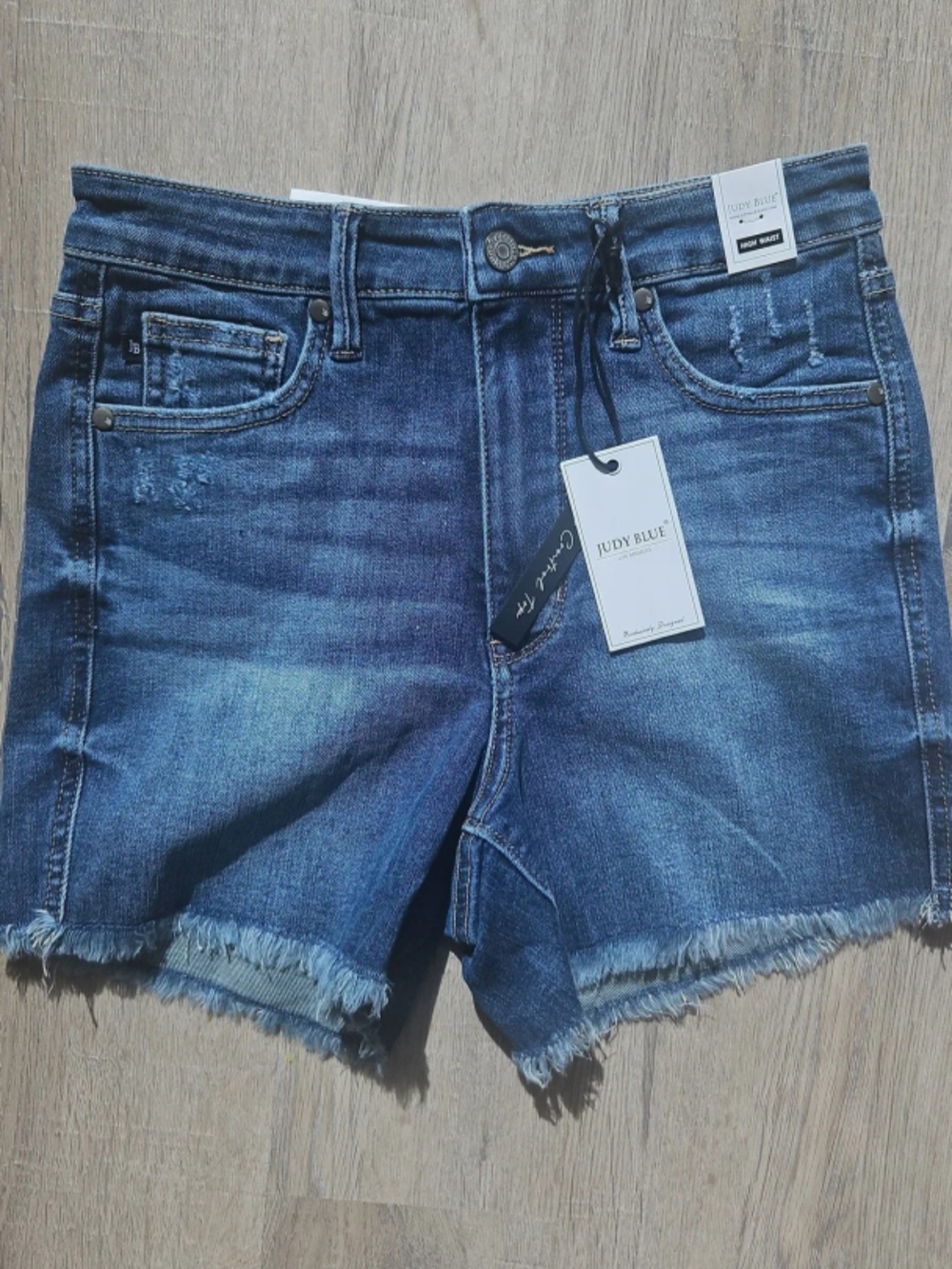 Judy Blue Medium Blue Distressed Denim Cutoff Shorts